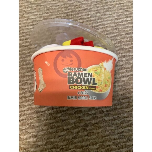MARUCHAN Men Ramen Bowl Noodles Crew Socks 4 Pairs Sizes 8-12 Funny Gift Set NIB - Picture 3 of 5